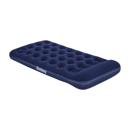Blauw Bestway eenpersoons luchtbed 188 x 99 x 28 cm met ingebouwde voetpomp en kussen