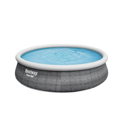 Bestway Fast Set Zwembad Ø 457 x 107 cm Rattanprint met Filterpomp en Trap - Zwembad