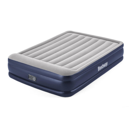 Blauw met grijs Bestway TriTech luchtbed 203 x 152 x 46 cm met elektrische pomp