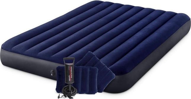Intex Classic Downy Luchtbed 152 x 203 x 25 cm met Kussens en Pomp - Luchtbed