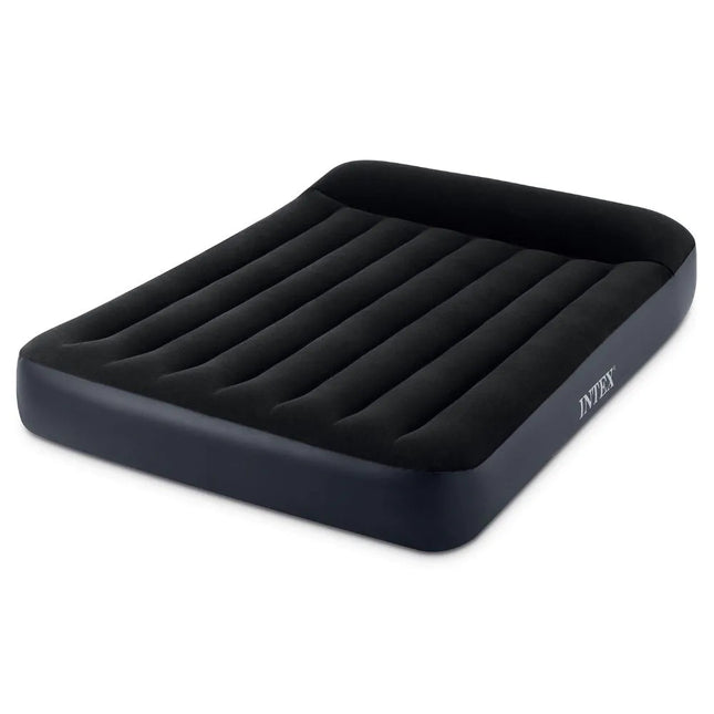 Zwart Intex Pillow Rest Classic luchtbed 152 x 203 cm met motorpomp