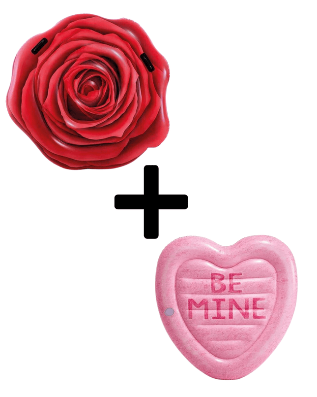 Intex Waterplezier Relaxset Luchtbed Candy Heart en Rode Roos - Bundel