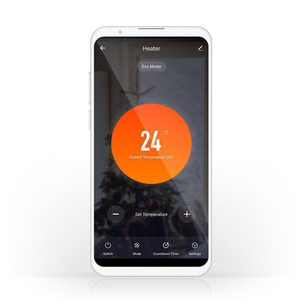 Smartphone met de app voor de Nedis wifi convectorkachel