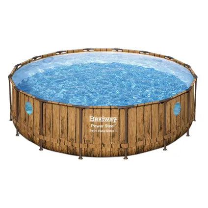 Bestway Power Steel Swim Vista Zwembad Ø 488 x 122 cm Houtprint