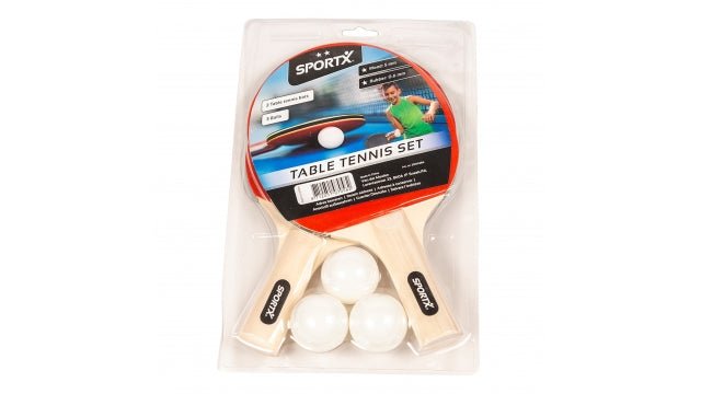 SportX Tafeltennisset 2 Batjes + 3 Balletjes - Tafeltennisbatje
