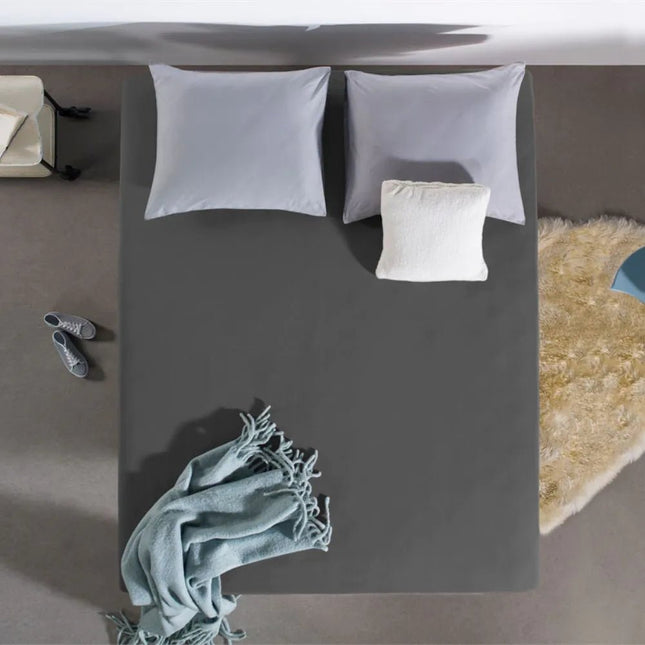 The Living Store Antraciet Tweepersoons Katoenen Hoeslaken 120/140 x 200 cm - Hoeslaken