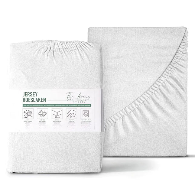 The Living Store jersey hoeslaken wit met verpakking